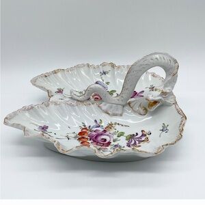 Victor Karlse Porcelain Double‎ Dish with Dragon Handle